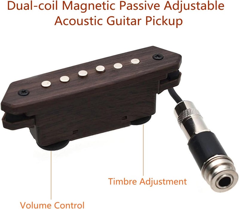 SUNYIN Acoustic Guitar Pickup Passive Megnetic Soundhole Pickup with Humbucker Volume Timbre Control - Image 2
